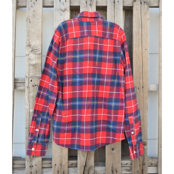 Men's Hollister 100% Cotton Red Tartan Plaid Heavy Button Up Flannel Shirt Sz S - Picture 4 of 4